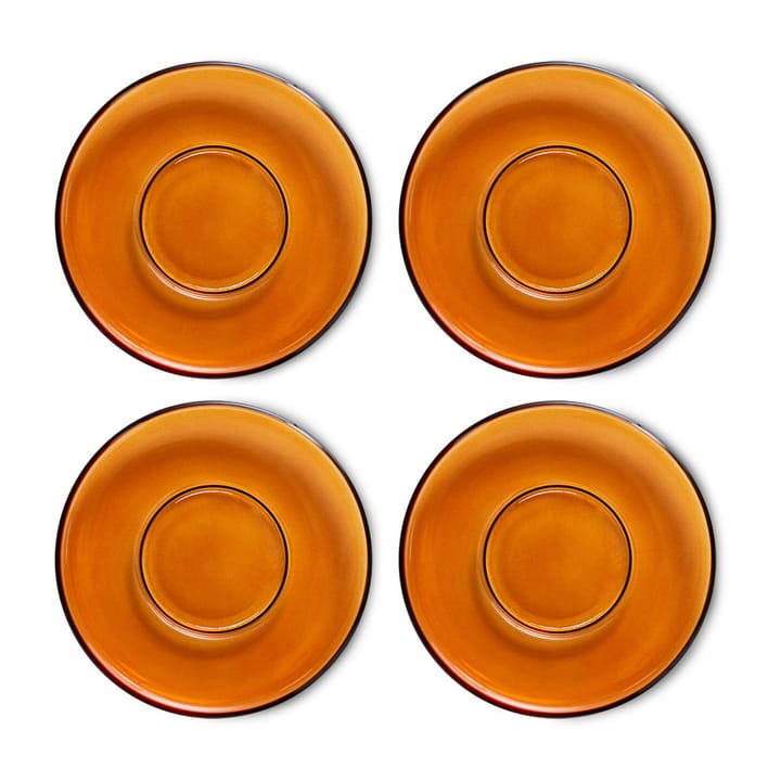 70's glassware kaffefat Ø 10,6 cm 4-pakning - Amber brown - HKliving