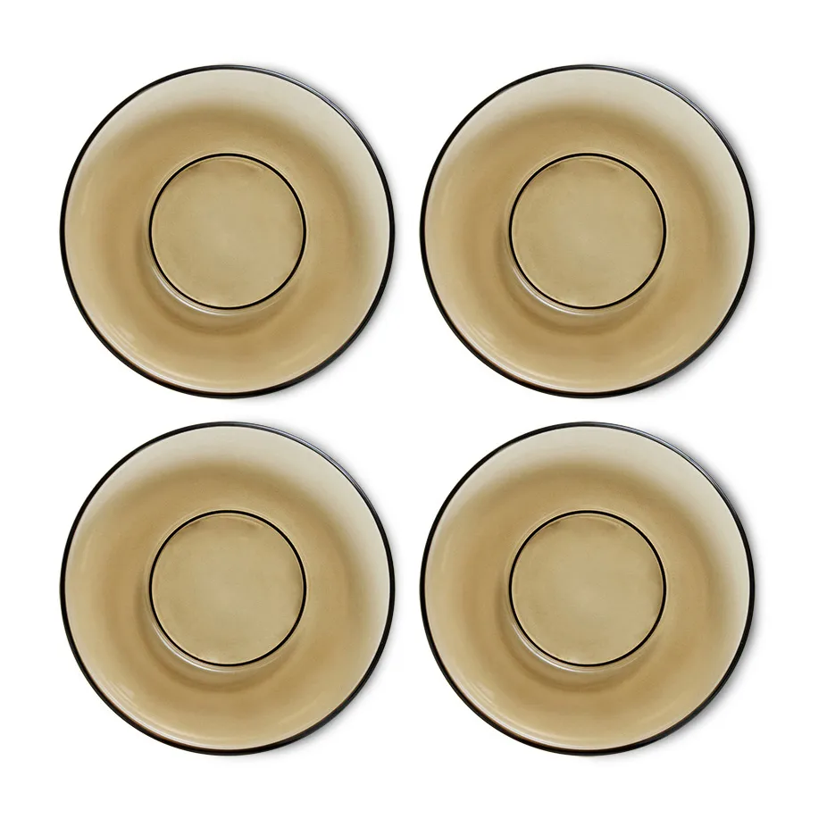 70's glassware kaffefat Ø 10,6 cm 4-pakning, Mud brown HKliving