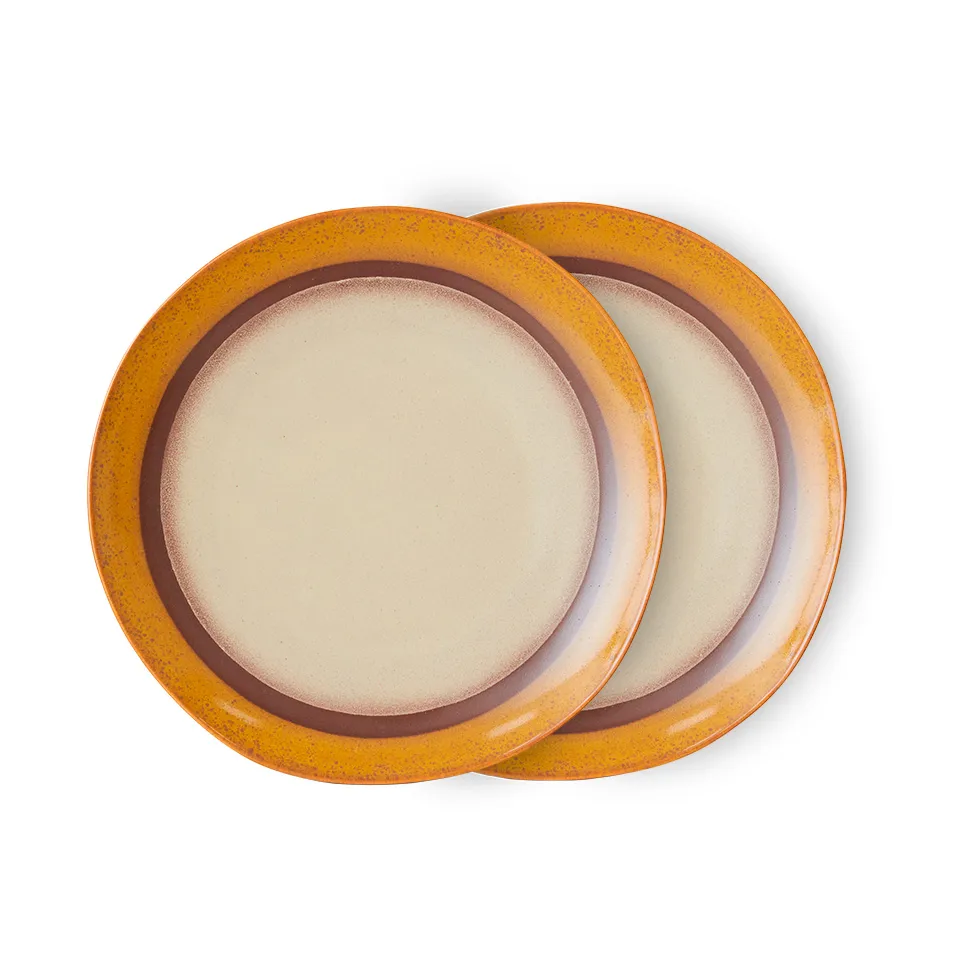 HKliving 70's tallerken 27,5 cm 2-pakning Coconut | Skandinavisk Design | Middagstallerkener | Multi