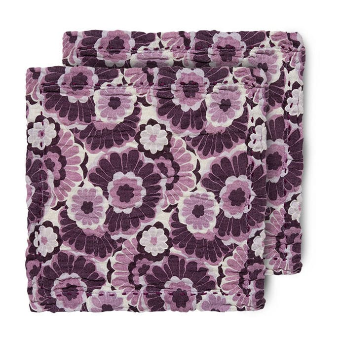 Floral bomullsserviett 30 x 30 cm 2-pakning - Burgundy - HKliving