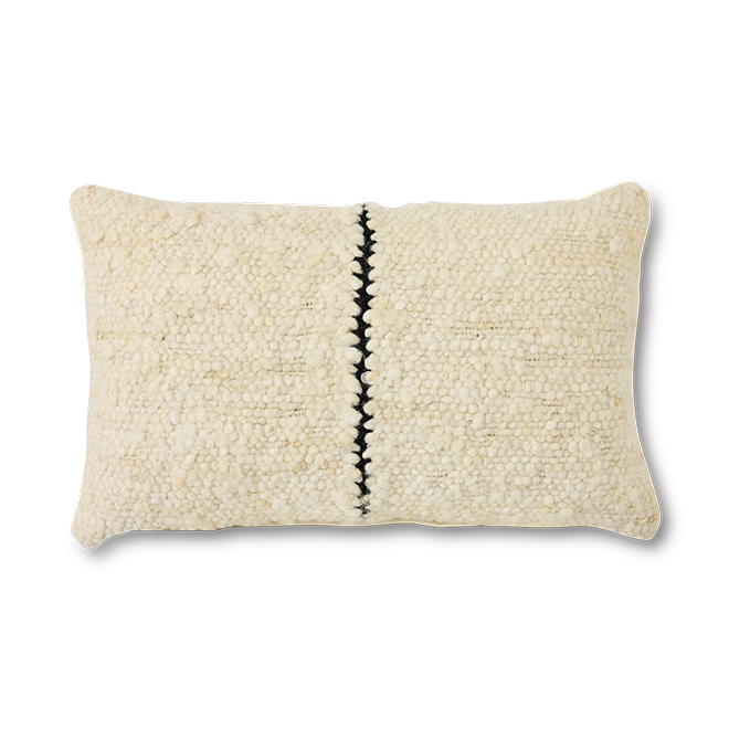 Bilde av HKliving Natural wool stripete pute 30x50 cm White