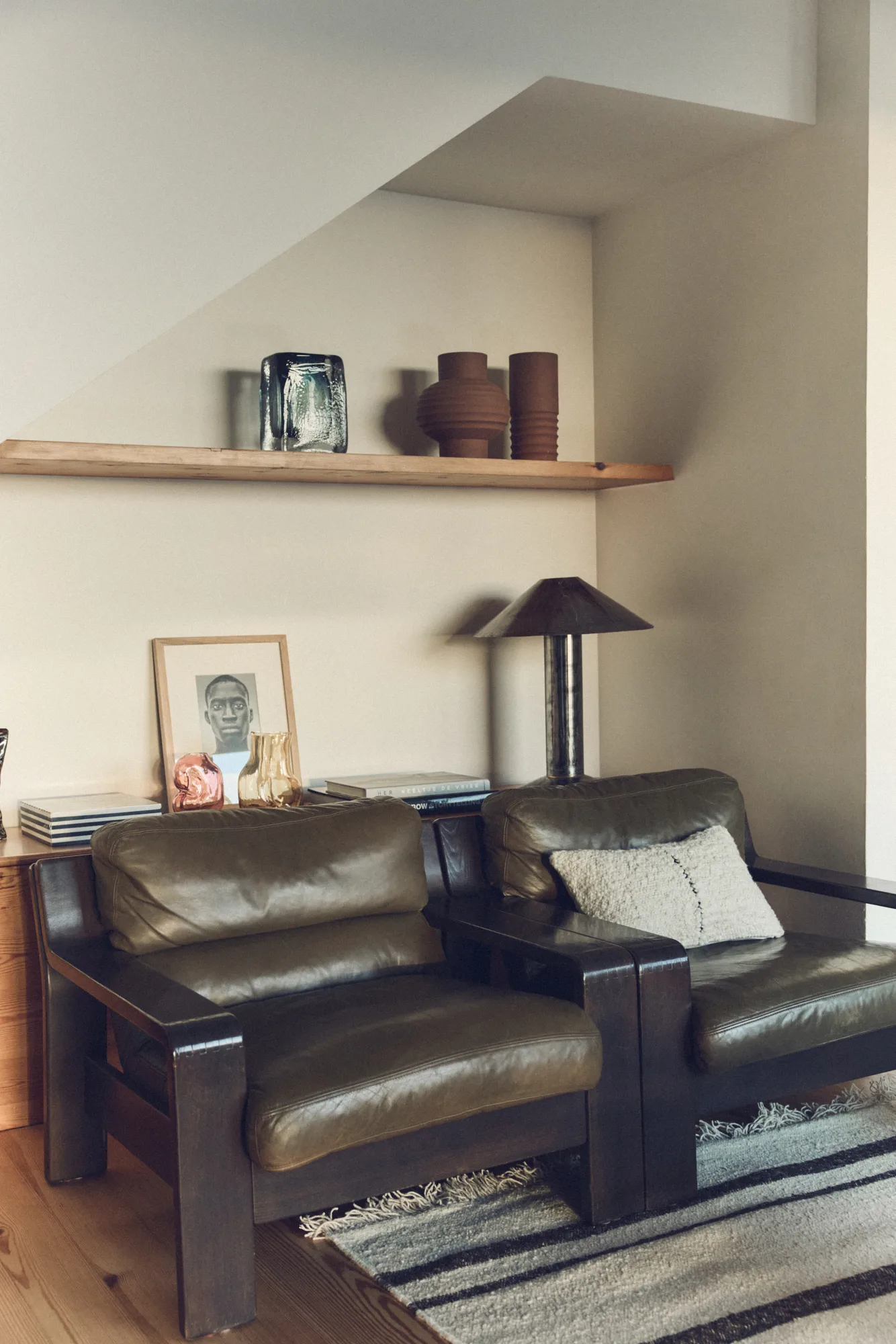 Natural wool stripete pute 30x50 cm, White HKliving