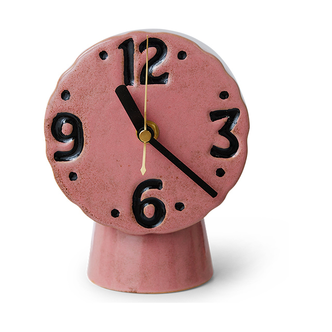 HKliving Retro keramikkklokke 16,2 cm Pink