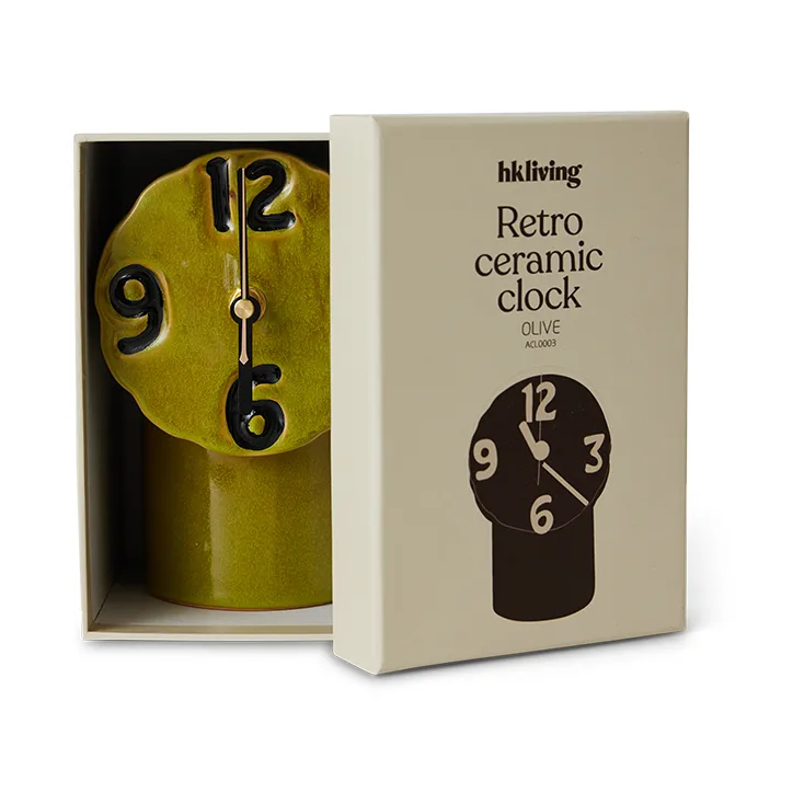 Retro keramikkklokke 18 cm, Olive HKliving