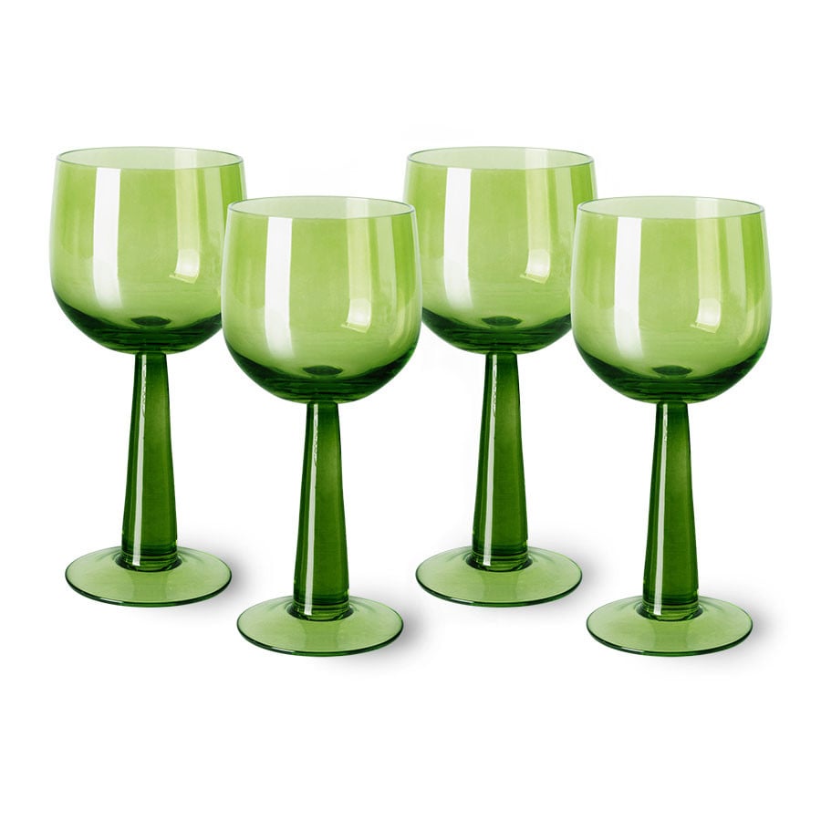 HKliving The Emeralds Vinglass Hye 4-pakning 20 cl Limegrnn