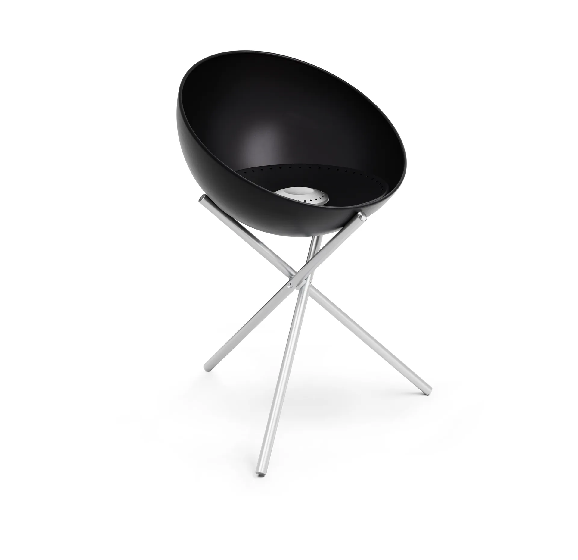 BOWL 57 ildsted, Svart-sølv, tripodstativ Höfats