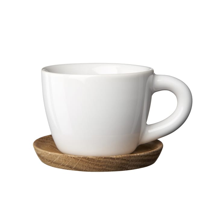 Höganäs espressokrus med fat - hvit blank - Höganäs Keramik