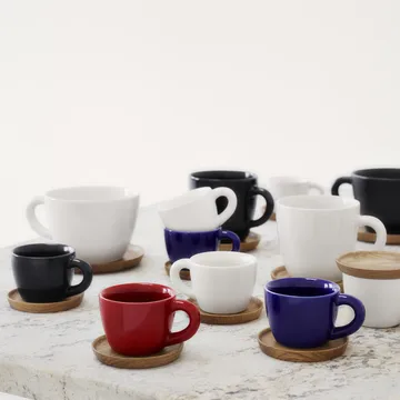 Höganäs espressokrus med fat - hvit blank - Höganäs Keramik