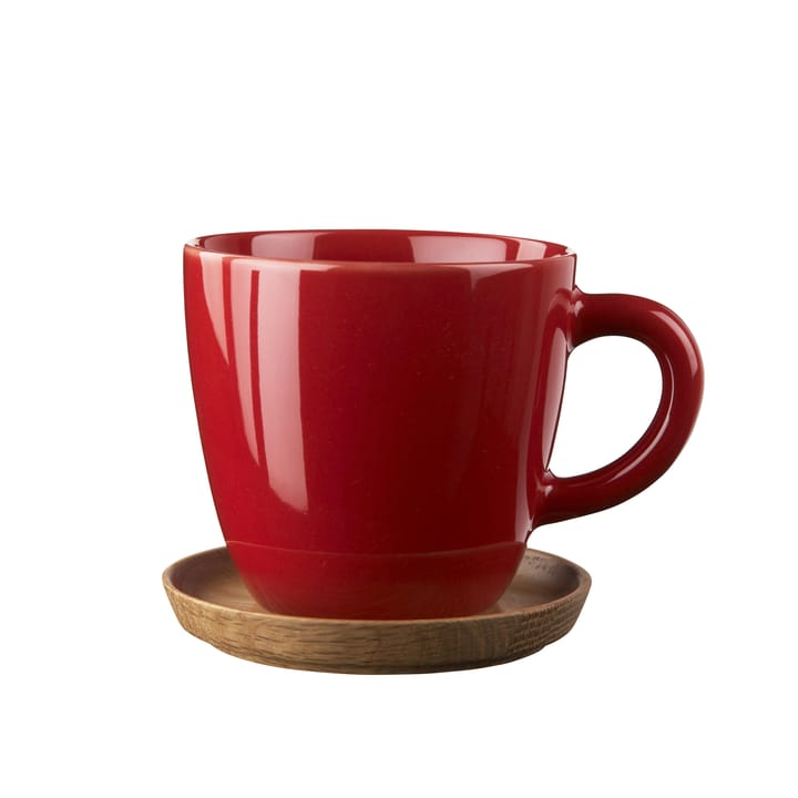 Höganäs kaffekrus med skål - eplerød blank - Höganäs Keramik