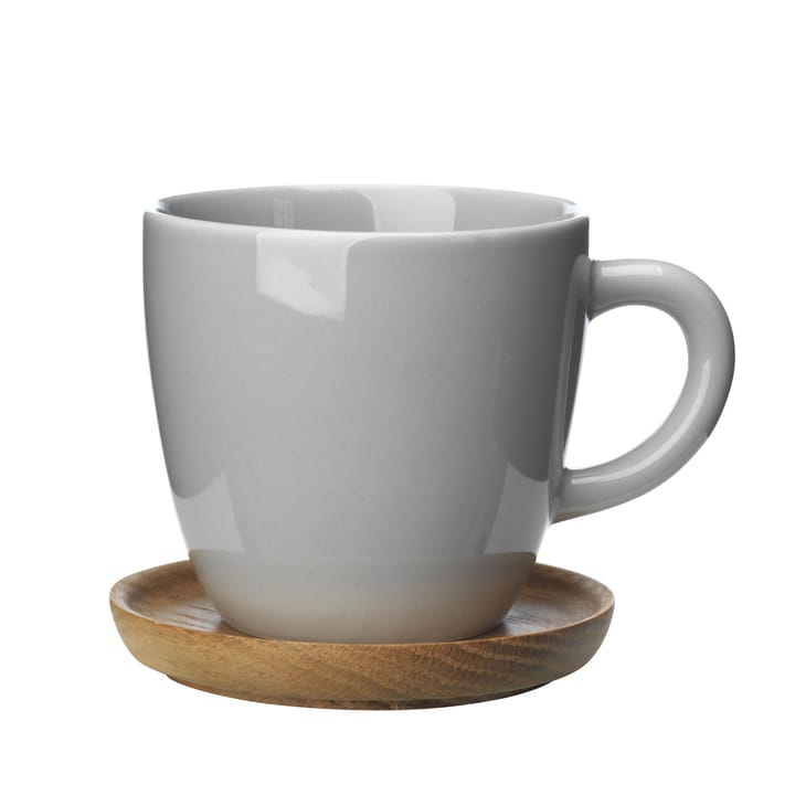 Höganäs kaffekrus med skål - grå blank - Höganäs Keramik