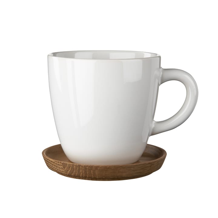 Höganäs kaffekrus med skål - hvit blank - Höganäs Keramik