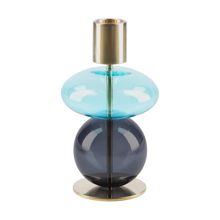 Bubble lysestake 14 cm - Blå-smoke - Holmegaard