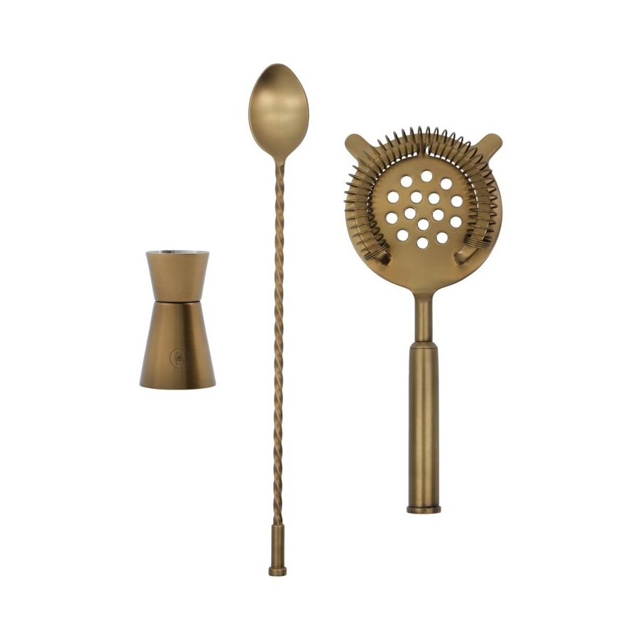 House Doctor Baar cocktailsett 3-pk Antikk messing | Skandinavisk Design | Vinutstyr & Barutstyr | Gullfarge