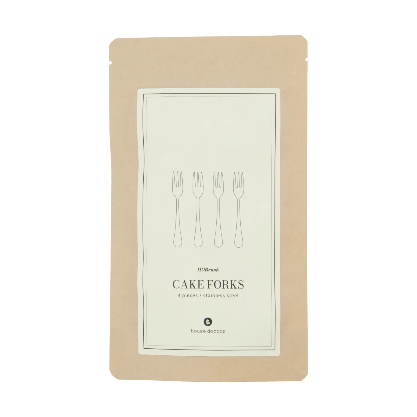 Brush dessertgaffel 4-pakning, Silver finish House Doctor