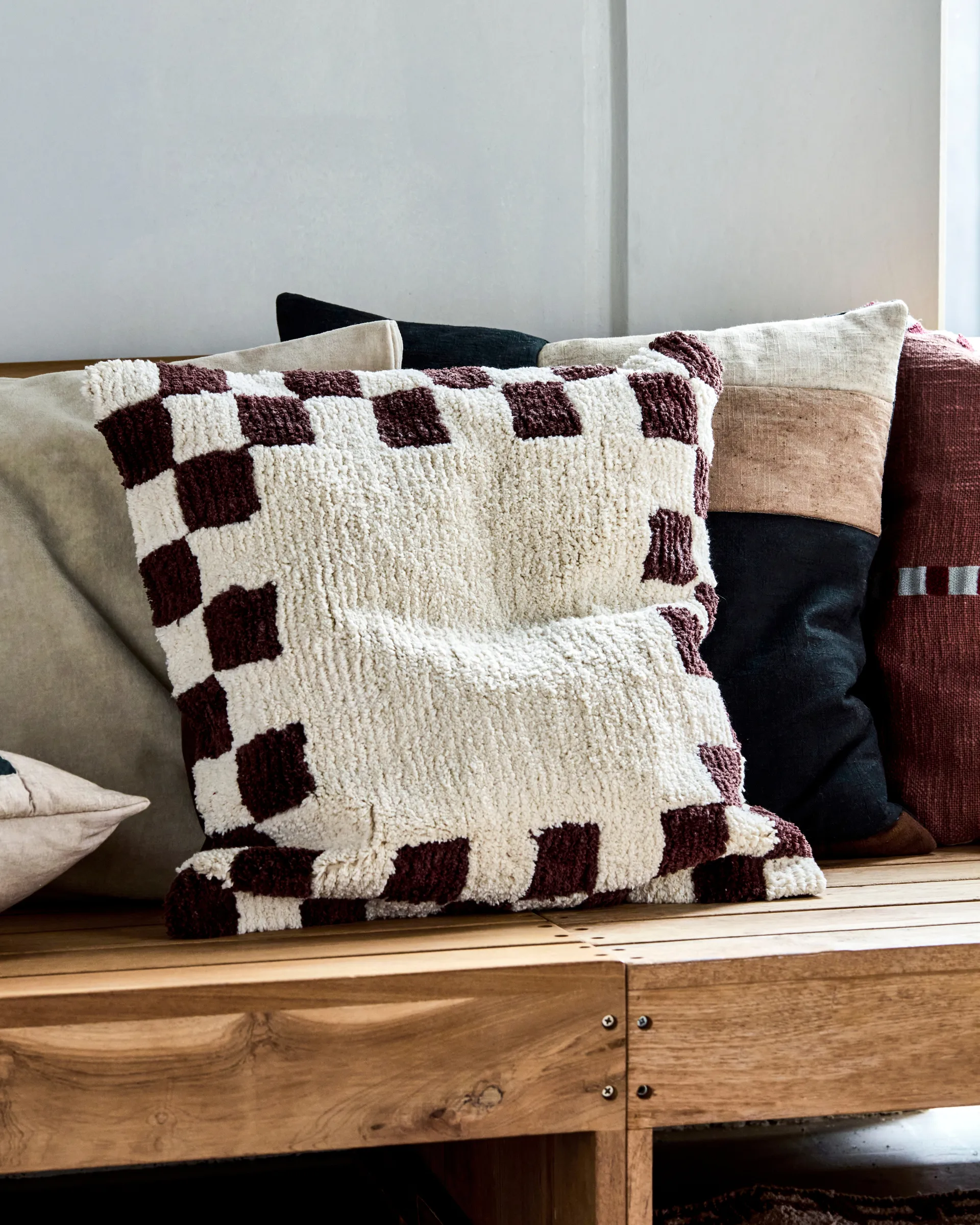 Chess putetrekk, Brun-off-White, 50x50 cm House Doctor