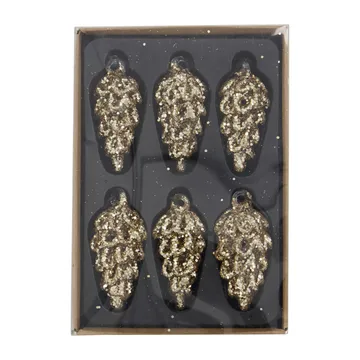 Cone juletrepynt 9 cm 6-pakning - Gull - House Doctor