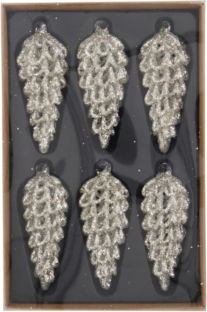 Cone juletrepynt 9 cm 6-pakning, Sølv House Doctor
