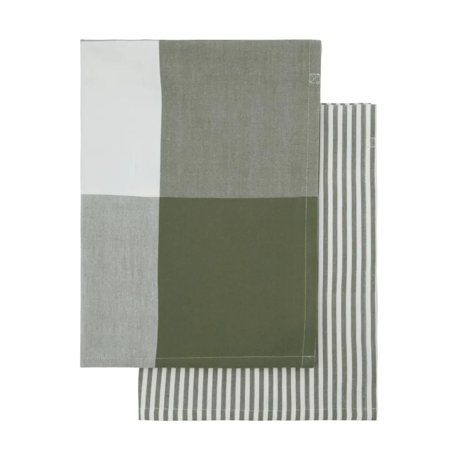 Cook kjøkkenhåndkle 55x75 cm 2-pk, Olivengrønn House Doctor