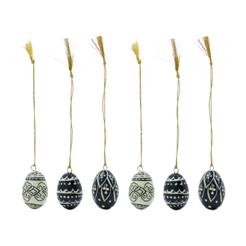 Deco påskeegg 3 cm, 6 deler - Black-offwhite - House Doctor