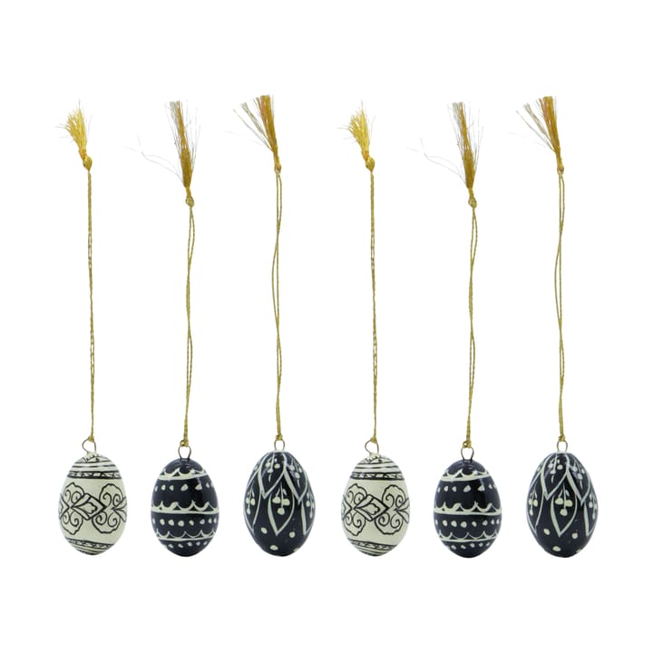 Deco påskeegg 3 cm, 6 deler - Black-offwhite - House Doctor