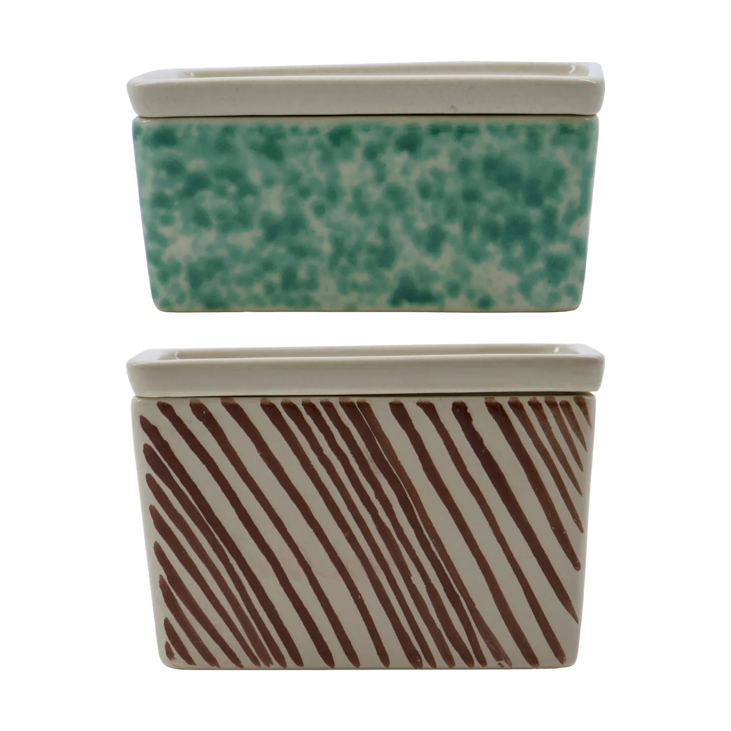 Diva oppbevaringsbokser 2 deler, Grønn-brun House Doctor