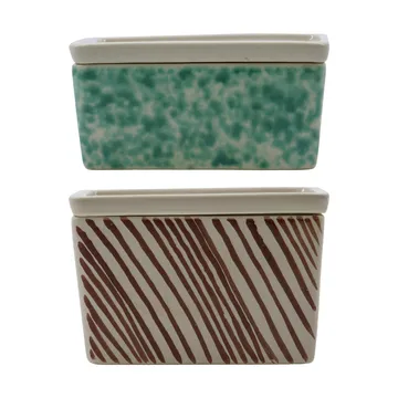 Diva oppbevaringsbokser 2 deler - Grønn-brun - House Doctor