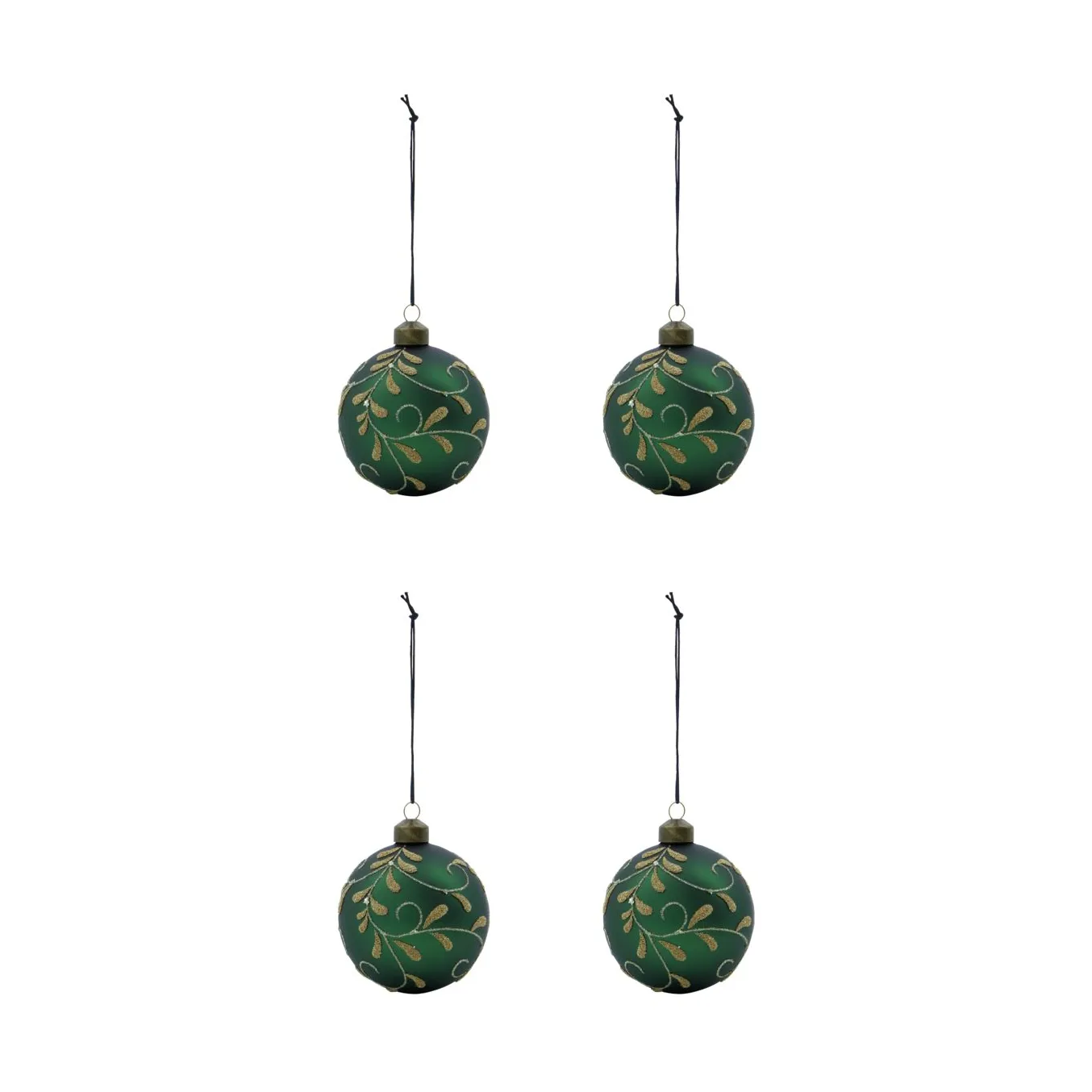 Flori julekule Ø8 cm 4-pk, Grønn House Doctor