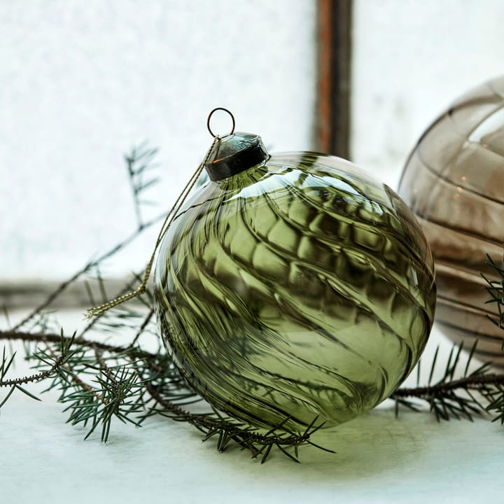 Fluted juletrekule Ø 10 cm, Grønn House Doctor