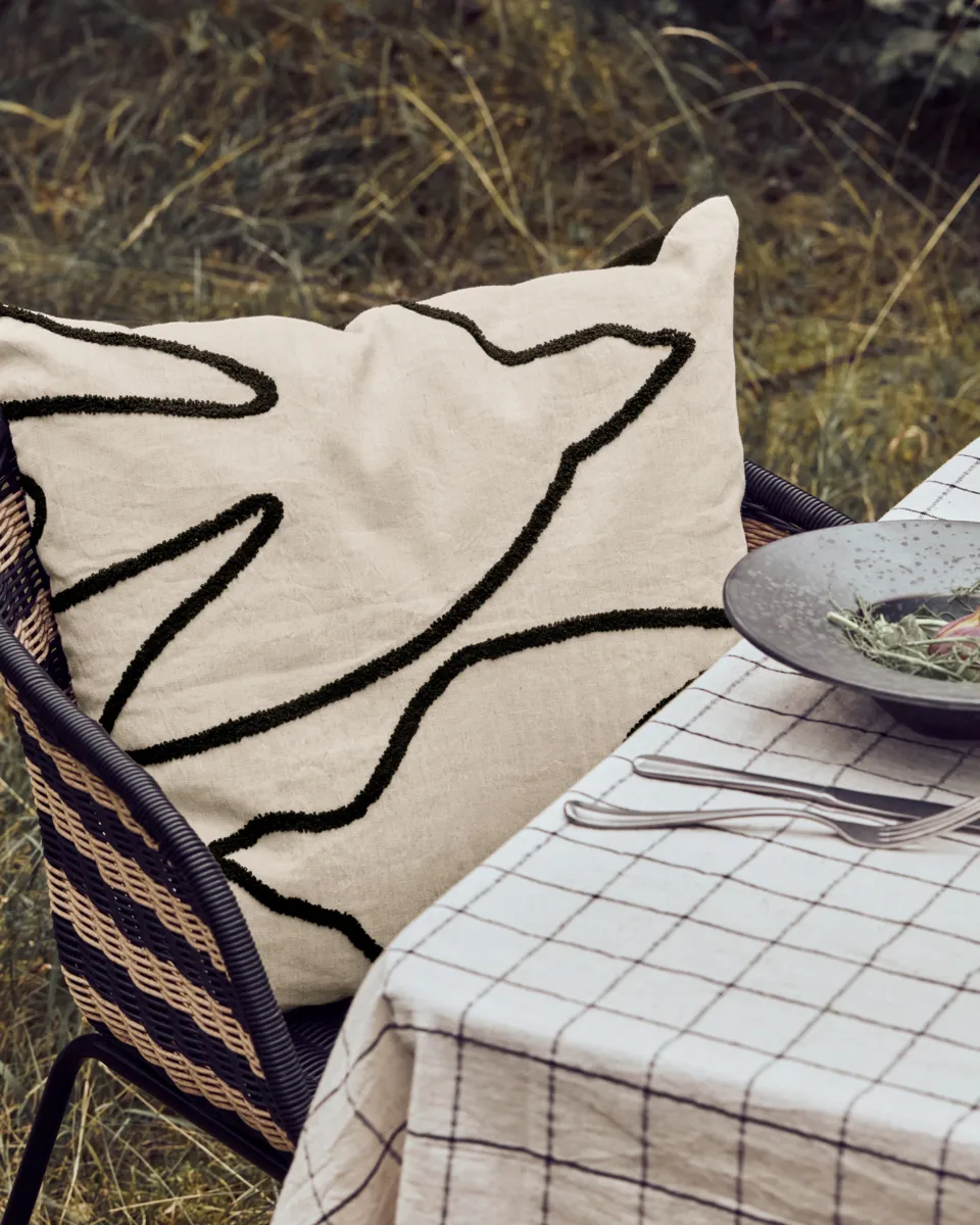 Fly putetrekk 50x50 cm, Svart-off white House Doctor