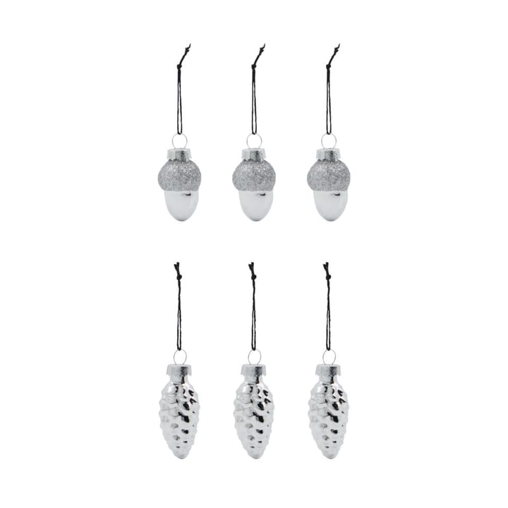 Glint juletreanheng 5,8 cm 6-pakning, Silver House Doctor