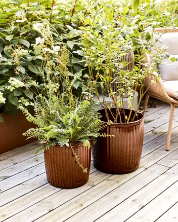 Groove krukke 2 deler small - Brun - House Doctor