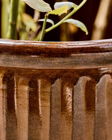 Groove krukke 2 deler small - Brun - House Doctor