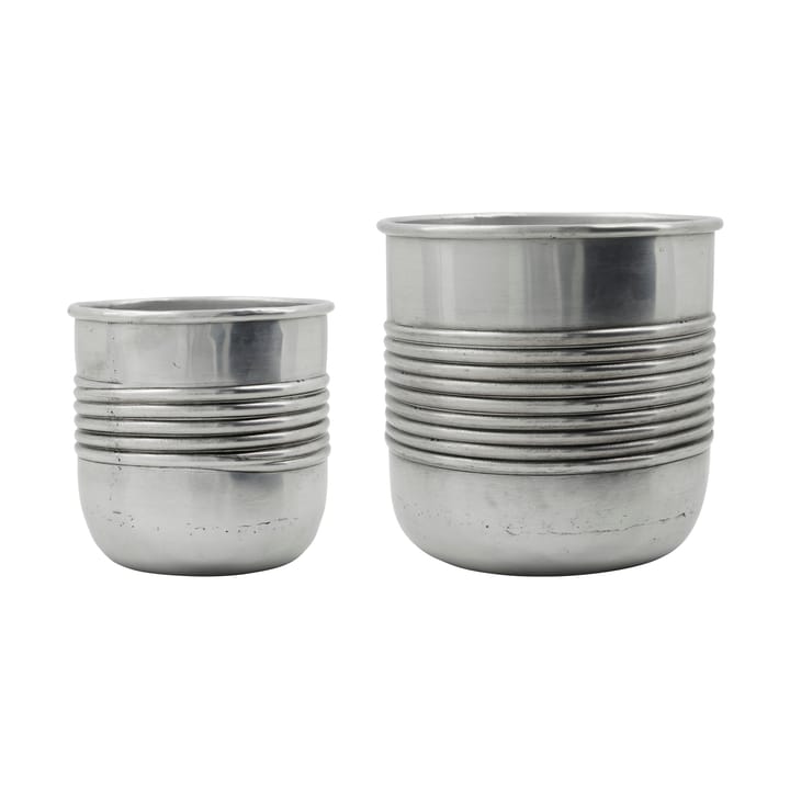 Groove krukke aluminium 2 deler - Antikk sølvfinish - House Doctor