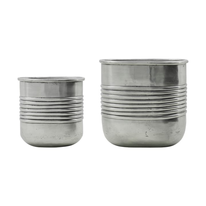 Groove krukke aluminium oval 2 deler - Antikk sølvfinish - House Doctor