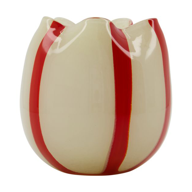 House Doctor Gula telysholder Ø15 cm Hvit-rød