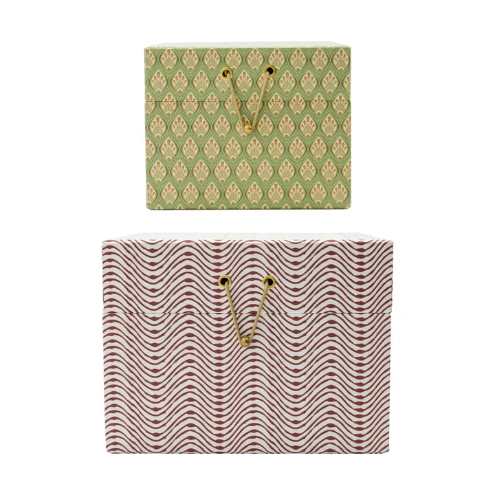 Keep oppbevaringsbokser rød-khaki - 2 deler - House Doctor