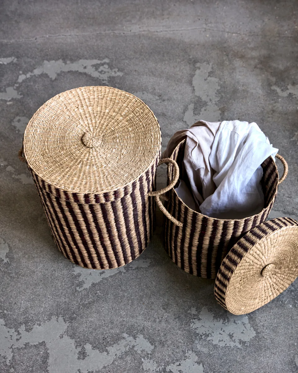 Laundry skittentøyskurv med lokk 2 deler, Natur-brun House Doctor