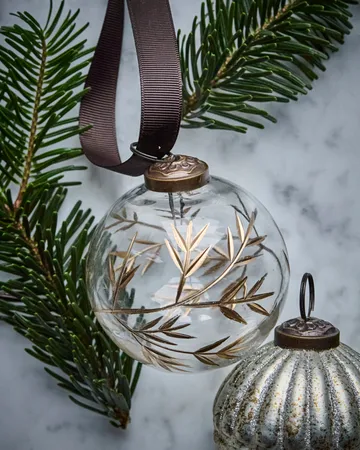 Leaf juletrekule Ø7,5 cm 4-pakn. - Klar-gull - House Doctor