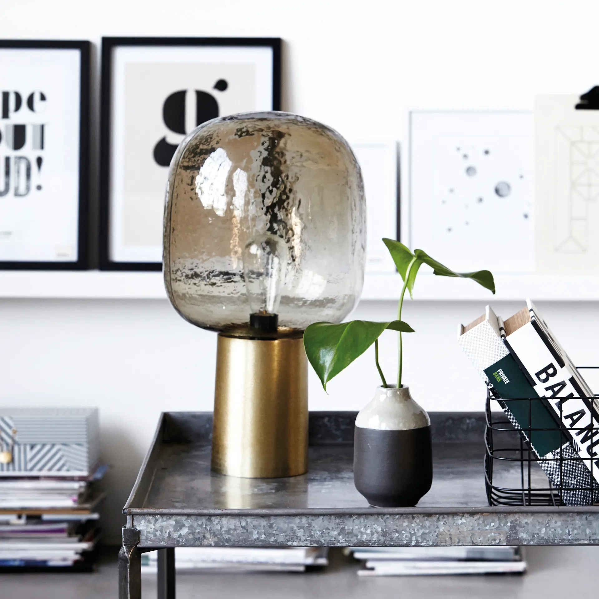 Note bordlampe, grå-messing House Doctor