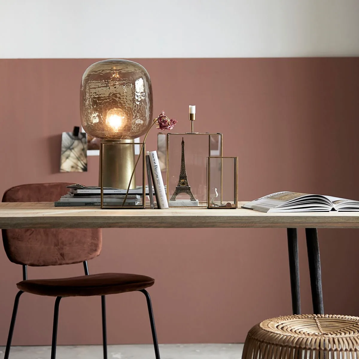 Note bordlampe, grå-messing House Doctor