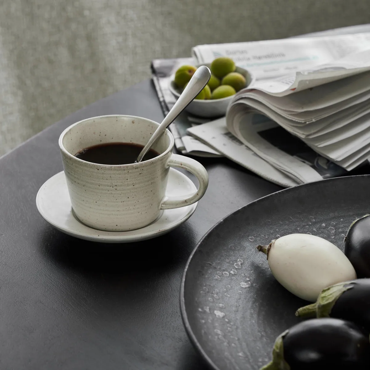 Pion kopp med skål 23 cl, Grå-hvit House Doctor