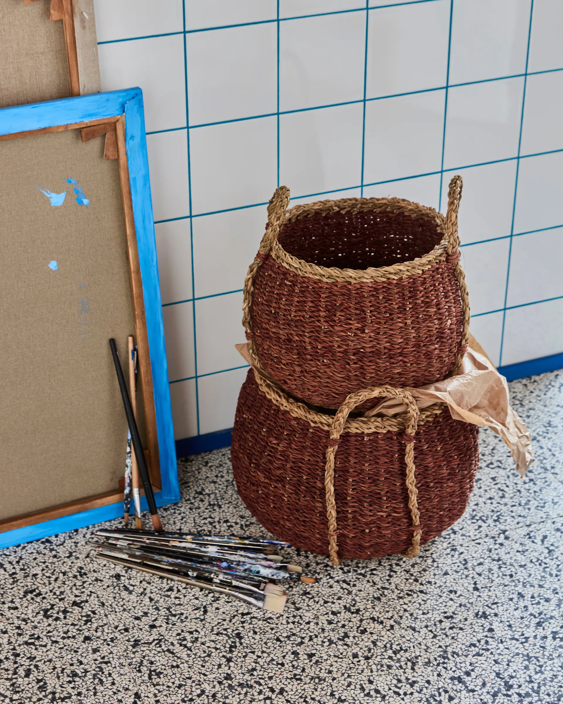 Rangi oppbevaringskurv 2 deler, Brun House Doctor