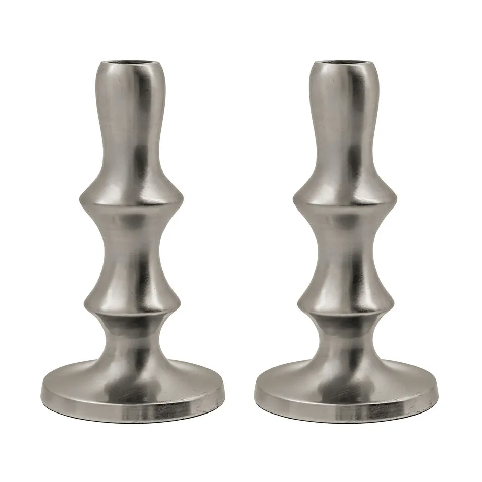 Reese lysestake 2‑pakning, Sølv finish House Doctor