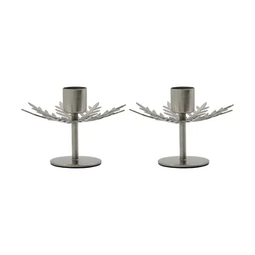 Snowflake lysestake 2‑pk - Sølv finish - House Doctor