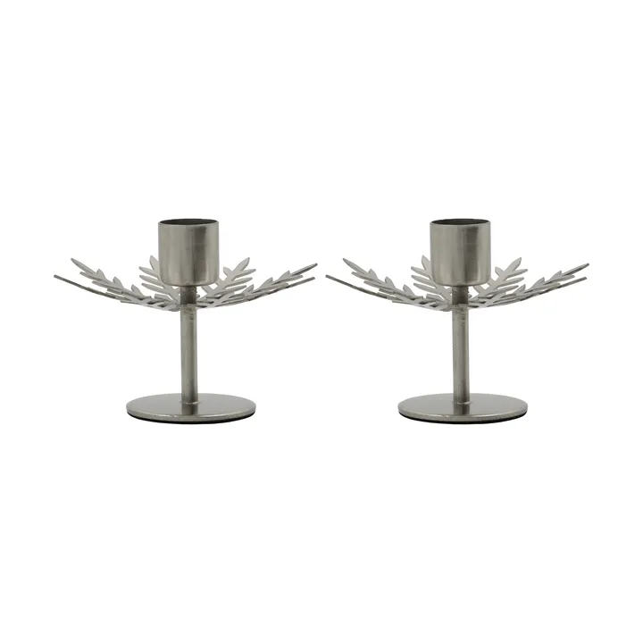 Snowflake lysestake 2‑pk - Sølv finish - House Doctor