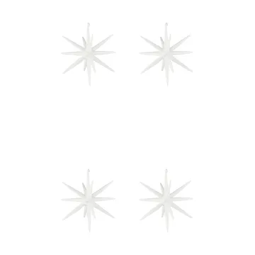 Spike juletrestjerne Ø12 cm 4-pk - Hvit messing-glitter - House Doctor
