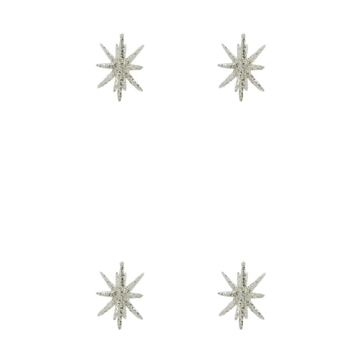 Spike juletrestjerne Ø7,5 cm 4-pk - Sølv messing-glitter - House Doctor