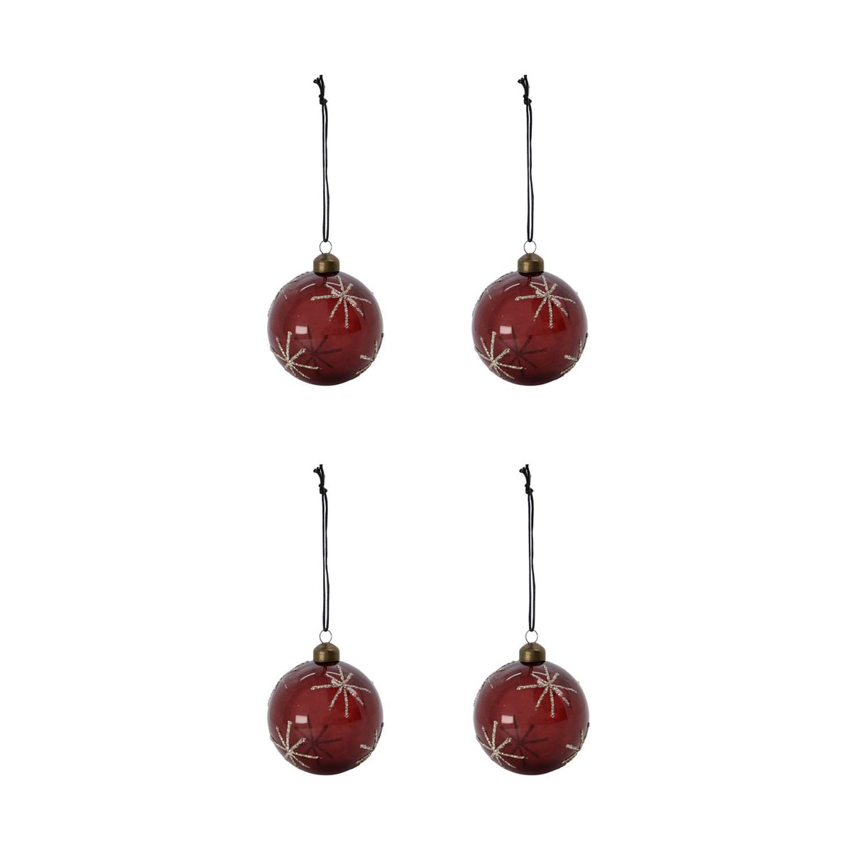 House Doctor - Star julekuler 8 cm 4 stk bordeaux