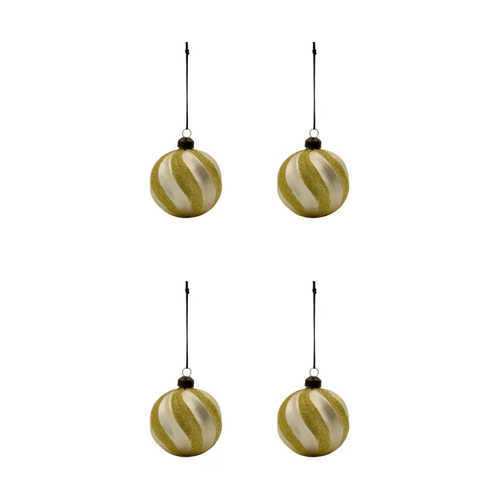 Swirl julekule 4-pk - Champagne-gull - House Doctor