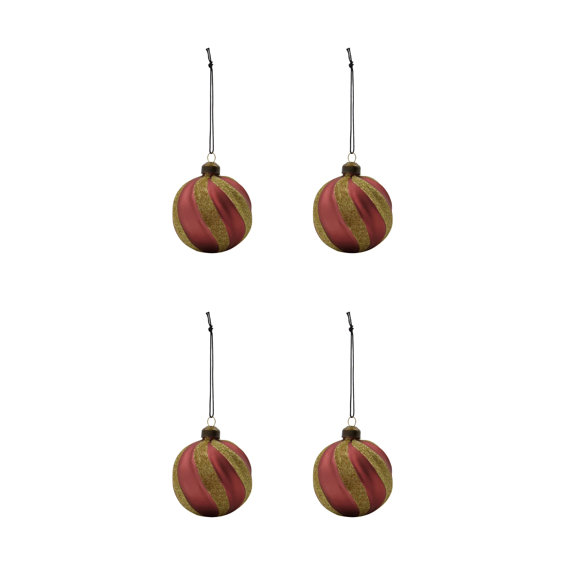 Swirl julekule 4-pk, Dempet rød-gull House Doctor
